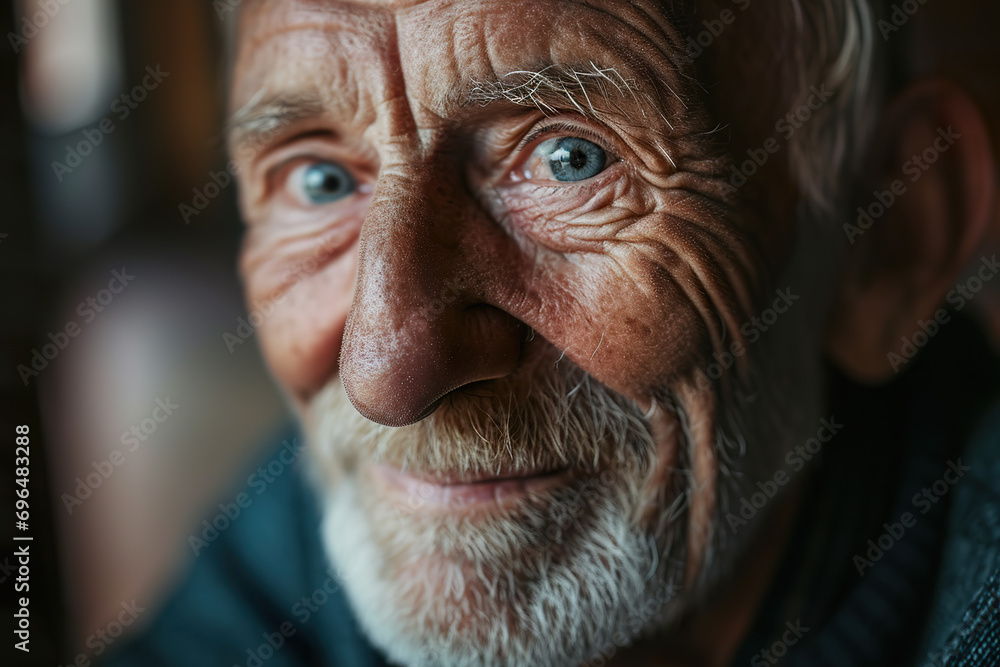 Stock Photo of an Older Man's Frontal Portrait with a Calm Expression Stock Photo of an Older Man's Frontal Portrait with a Calm Expression