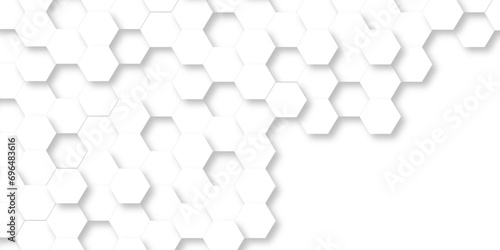 Seamless pattern with hexagonal white and gray technology line paper background. Hexagonal vector grid tile and mosaic structure mess cell. white and gray hexagon honeycomb geometric copy space. © MdLothfor