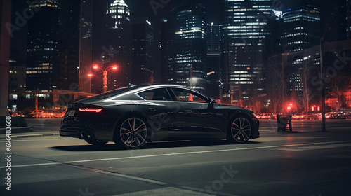 An image of a luxury car in the road at night © Miftakhul Khoiri