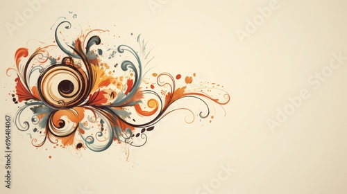 abstract beige background in swirls and flourishes, stylized floral decorations style with space for text