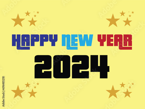 happy new year 2024 letter logo vector template