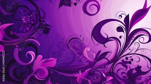 purple floral background in swirls and flourishesstyle art with space for you text and graphics