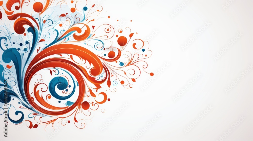 abstract floral white background illustration in swirls and flourishes style with space for your text and graphics