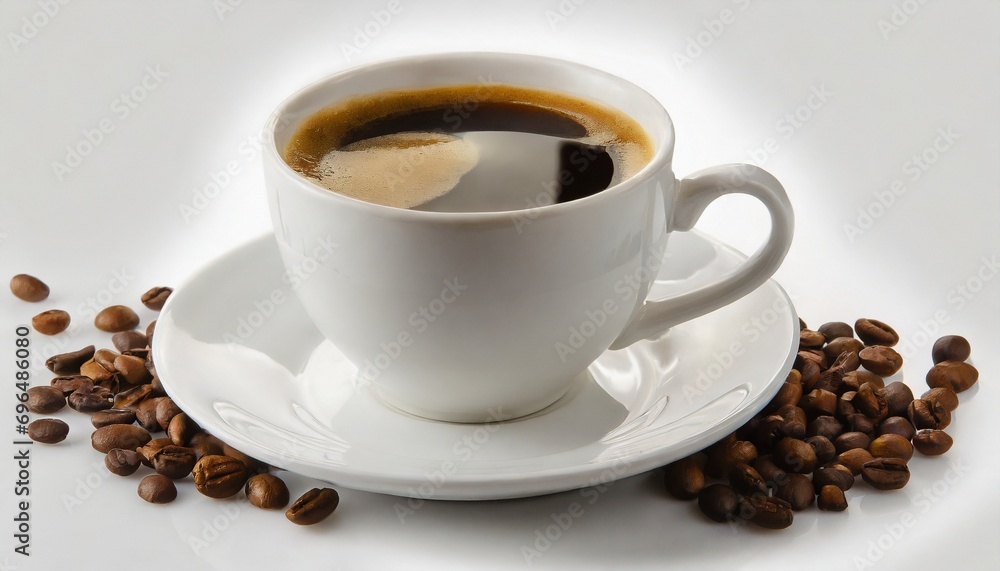 Fototapeta premium White cup of coffee isolated on the white background