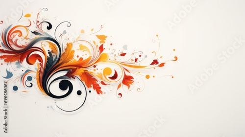 abstract floral white background illustration in swirls and flourishes style with space for your text and graphics