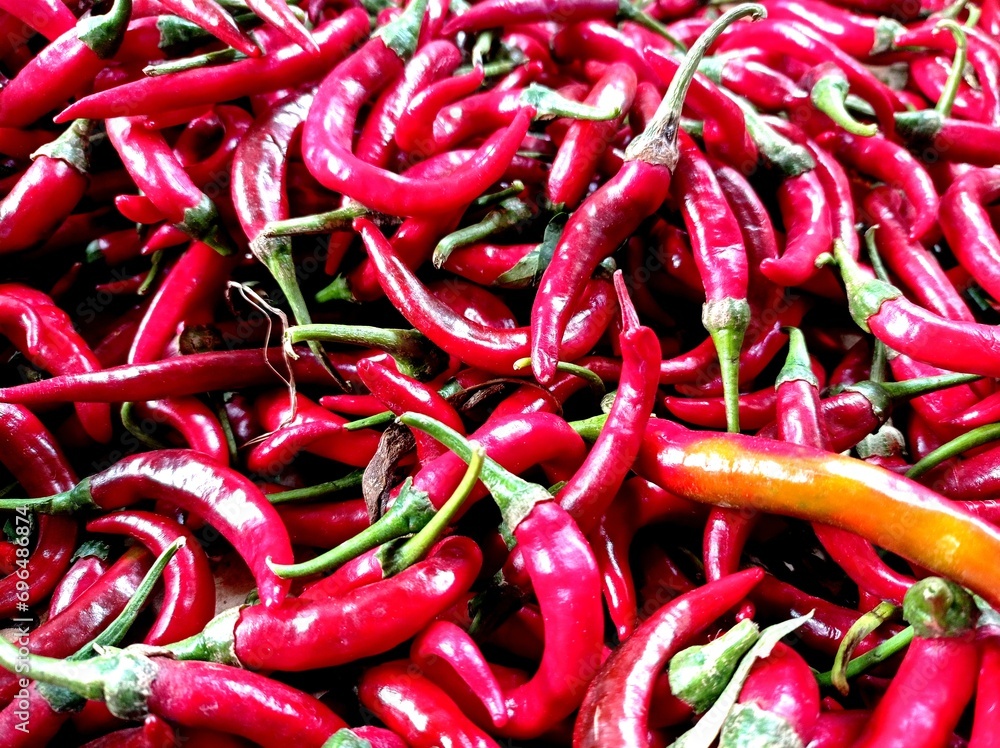 A bunch of red chilies at a Jakarta traditional market