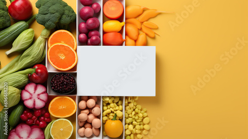 Vibrant colorful vegetable and fruit grocery flyer or banner design. © Marcela Ruty Romero