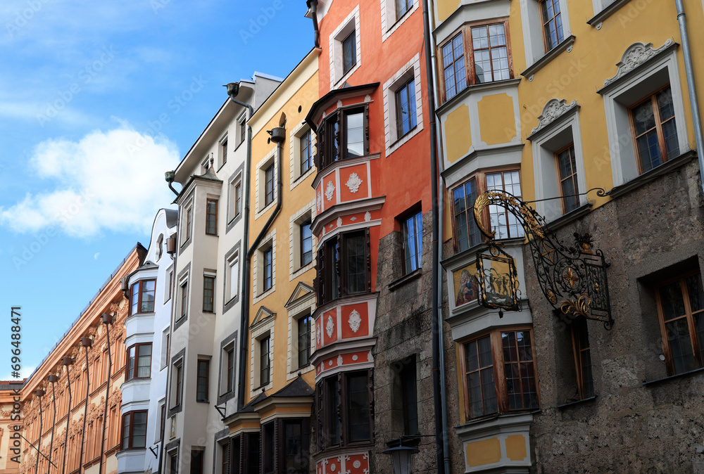 View of the characteristic buildings of Innsbruck