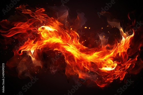 Fire flames isolated on black background. Abstract fire background. Vector illustration  Beautiful stylish fire flames  AI Generated