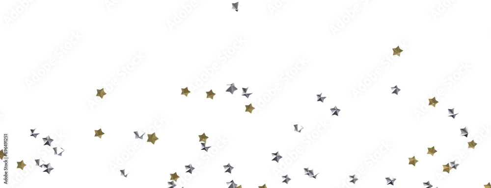 Obraz premium Celestial Christmas Symphony: Enthralling 3D Illustration of Falling Holiday Starbursts