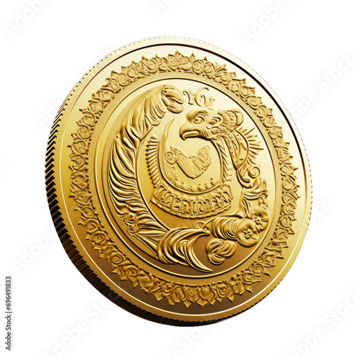 Old coin on transparent background