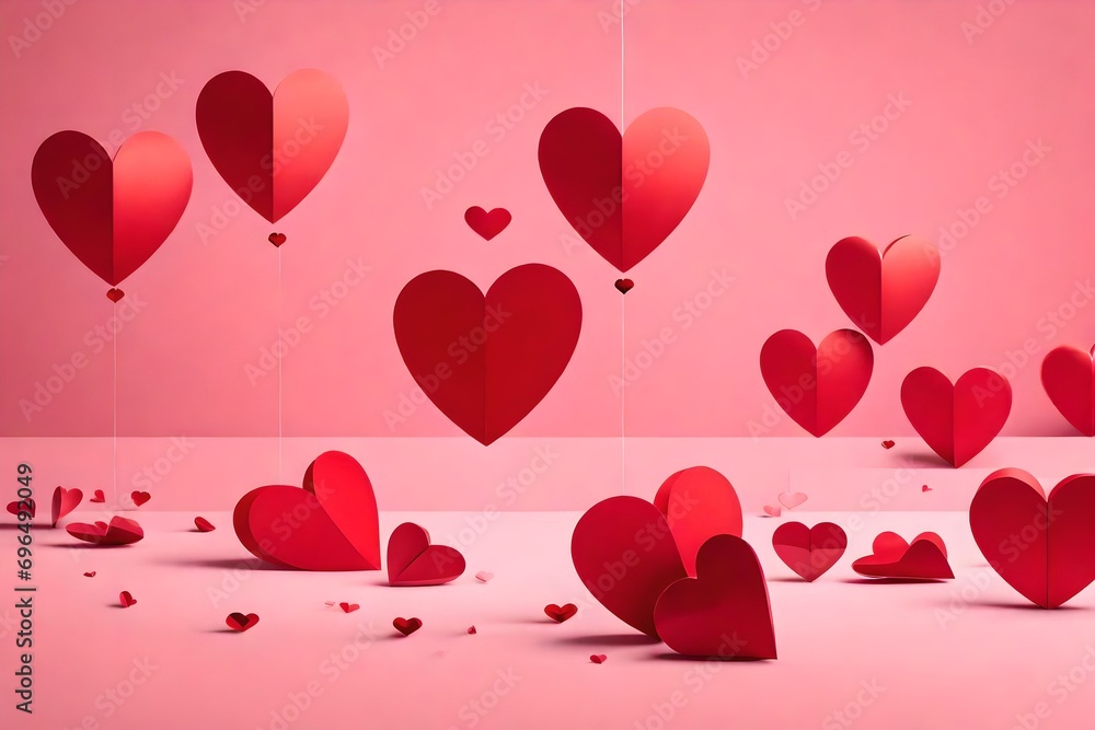A beautiful and futuristic background for Valentine's Day unfolds in the style of