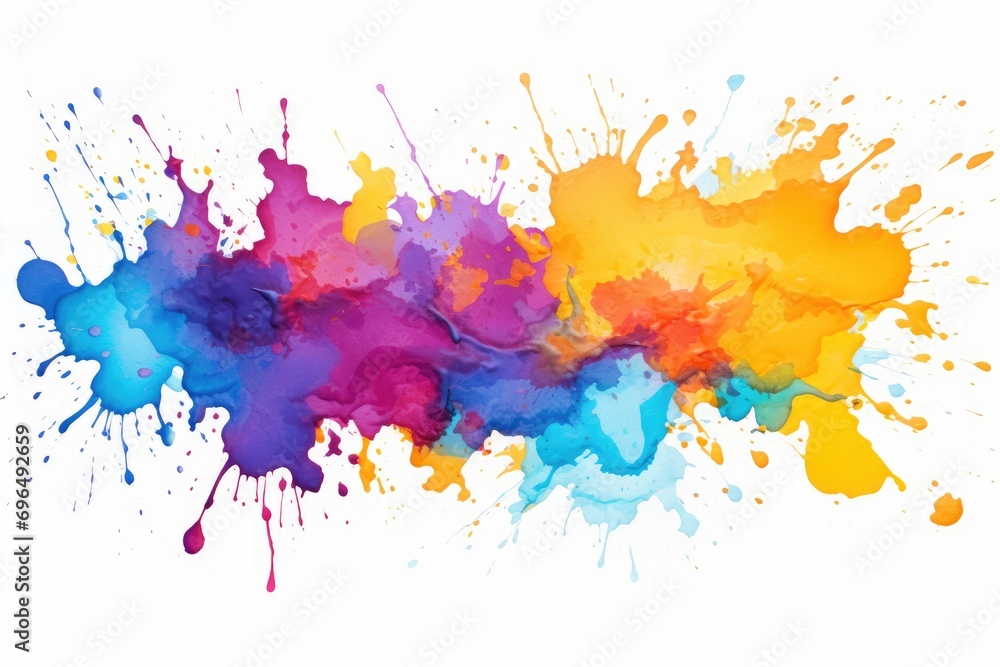 Colorful watercolor splashes on white background. Vector illustration, Abstract expressionism background with watercolor splashes on a white background, AI Generated