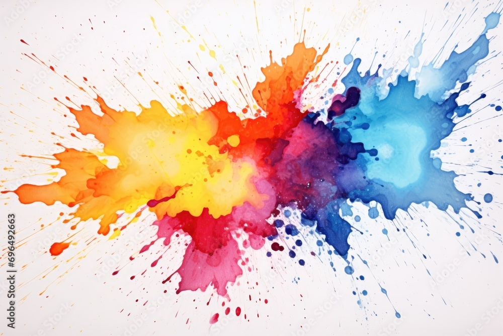 Colorful watercolor splashes isolated on white background. Abstract watercolor background, Abstract expressionism background with watercolor splashes on a white background, AI Generated