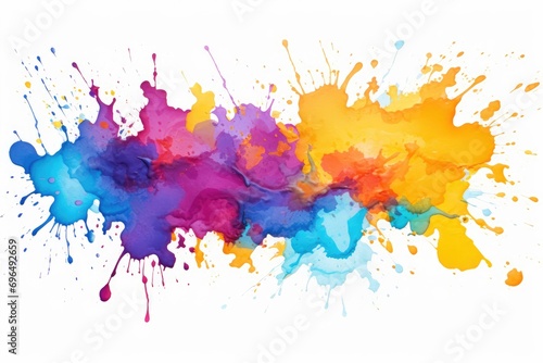 Colorful watercolor splashes on white background. Vector illustration  Abstract expressionism background with watercolor splashes on a white background  AI Generated