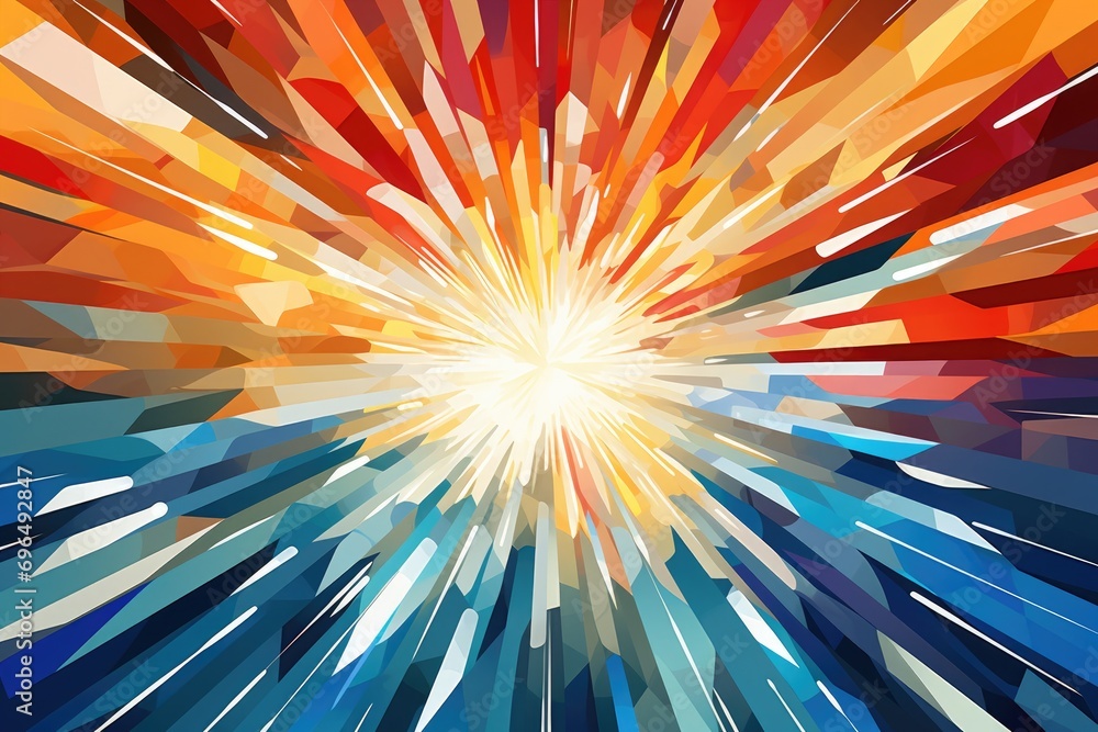Obraz premium Abstract background with colorful rays. Vector Illustration. EPS 10, Abstract geometric background with a design resembling an explosion of power, AI Generated