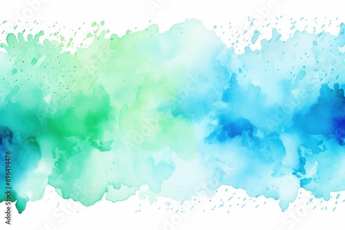 Abstract green and blue watercolor splash background. Digital art painting, Background with blue and green watercolor paint splashes or blotches with fringe bleed wash, AI Generated photo