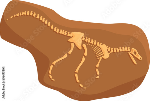 Big dinosaur fossil icon cartoon vector. Layer mud. Bone stone evolution