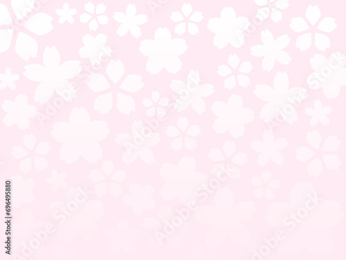 白い桜のグラデーション背景 淡いピンクのフラワーズイラスト