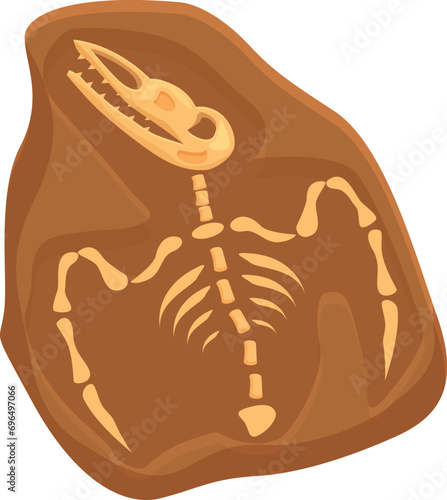 Fly dinosaur skeleton icon cartoon vector. Mud layer fossil. Bone evolution