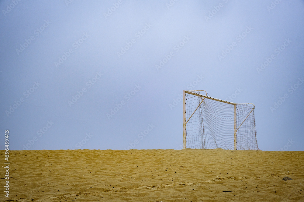 Goal to practice soccer on the sand, on a beach in Galicia (Spain)