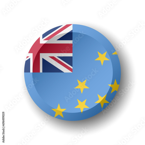 Free Download Tuvalu flag - 3D circle button with dropped shadow. Vector icon. - GFXLoad