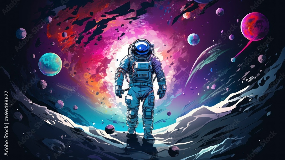 illustration of an astronaut with many colors - obrazy, fototapety, plakaty 