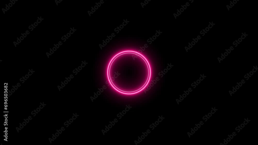 Abstract glowing neon circle looping pattern animation background  