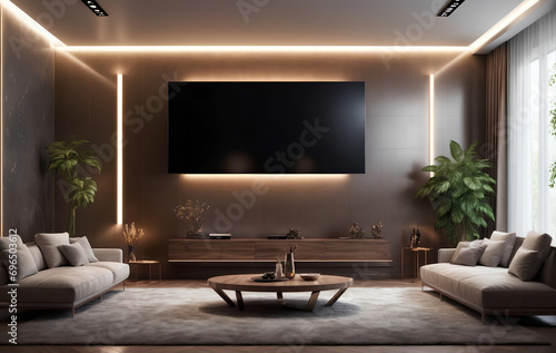 Photography of a Living Room, Ultra Modern Interior Design, wood