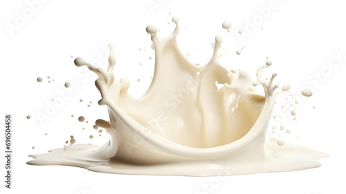 Splash of Milk or Cream Isolated on White Background, With Clipping Path. Full Depth of Field. Focus stacking. PNG. Generative AI