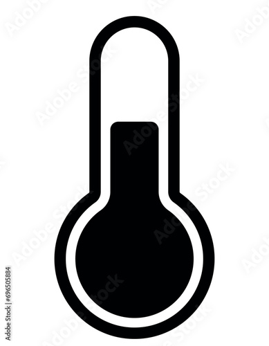 thermometer icon, black and white vector symbol illustration of a device that measures temperature