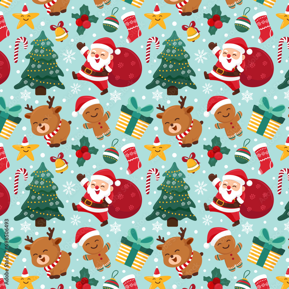 Christmas pattern cute illustration, with variations, cool for wrapping paper, t-shirt designs, clothes, tablecloths, curtains, etc