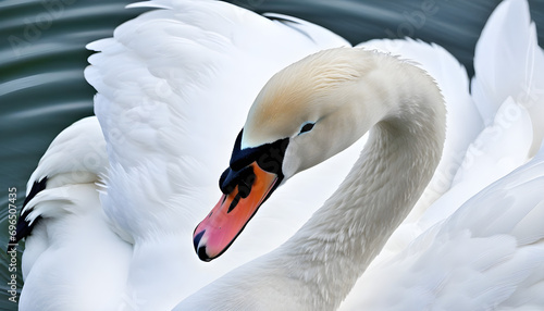 Fototapeta Naklejka Na Ścianę i Meble -  Close-up photo of white swan