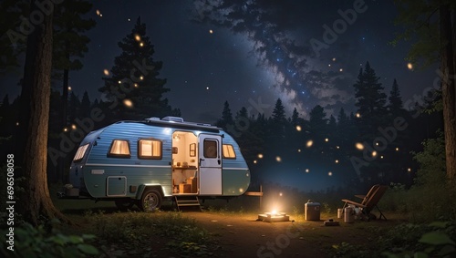 Forest Night: Camper in the Wilderness