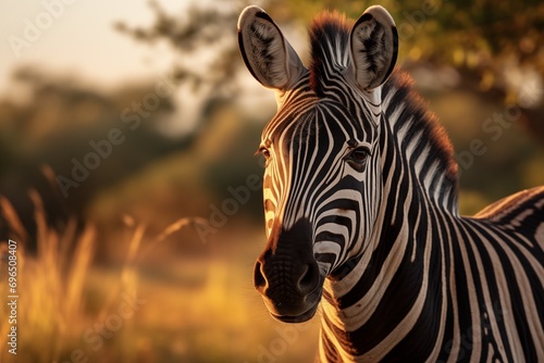 zebra portrait on the savanna 