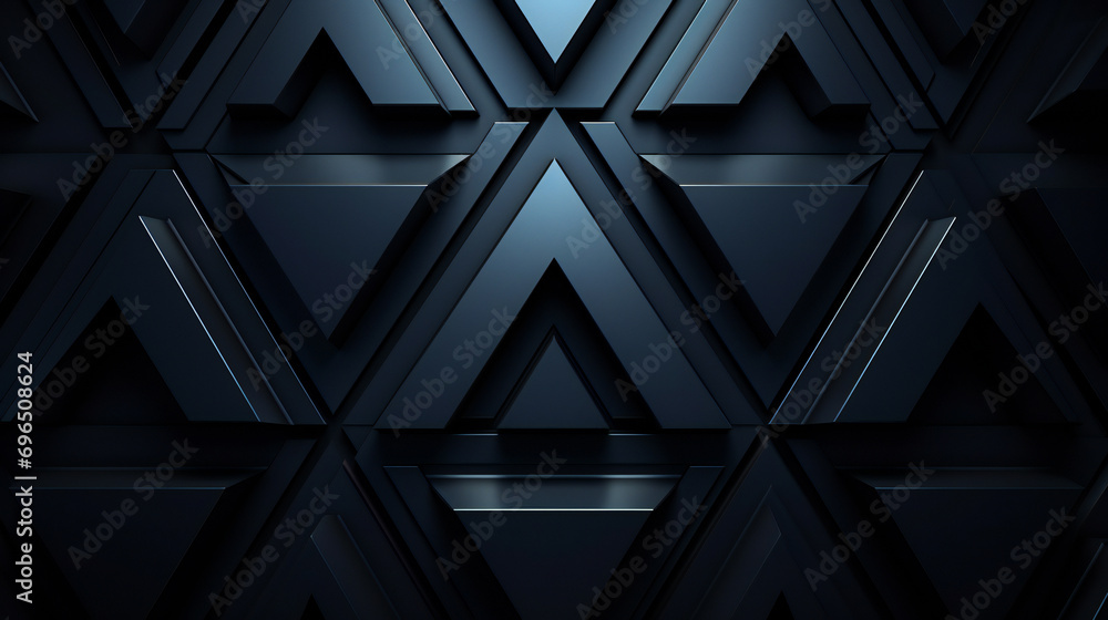 Futuristic, High Tech, dark background, with a triangular block structure. Wall texture with a 3D triangle tile pattern Futuristic, High Tech, dark background, with a triangular block structure. Wall texture with a 3D triangle tile pattern