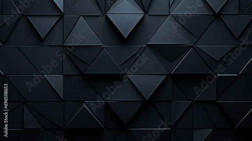 Futuristic, High Tech, dark background, with a triangular block structure. Wall texture with a 3D triangle tile pattern photo