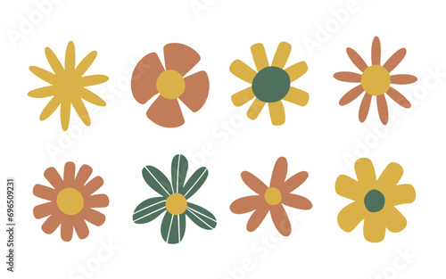 Abstract flowers vector clipart. Spring illustration.