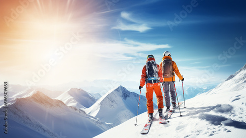Mountaineer backcountry ski walking