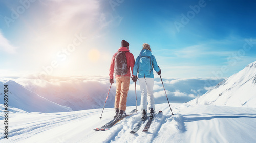 Mountaineer backcountry ski walking