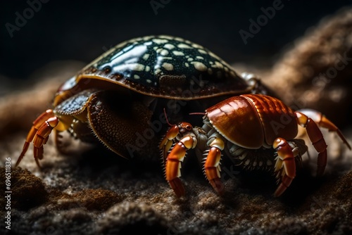 A hermit crab swapping shells with another crab © Rao