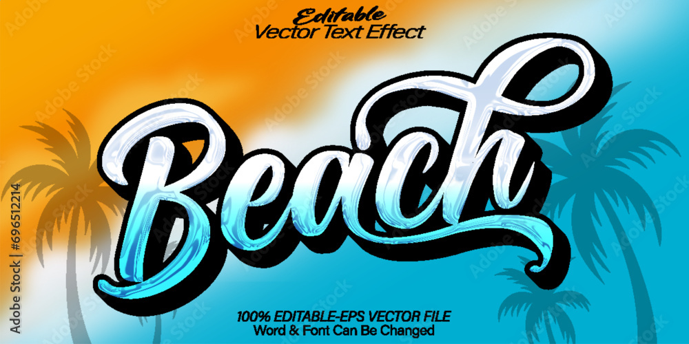 Beach Vector Text Effect Editable Alphabet Summer Sea Sun Tropical