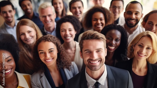 group of young business people with different ethnicity work together as a team photo