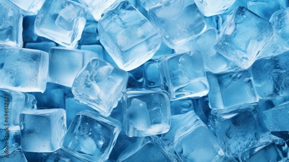 Background of blue ice cubes