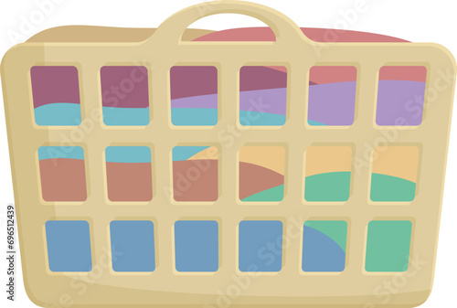 Full laundry basket icon cartoon vector. Basin container. Home cleaning machine