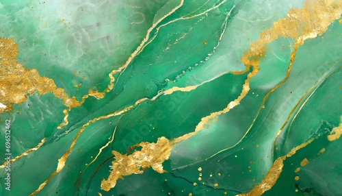 abstract green marble texture with gold splashes emerald luxury background