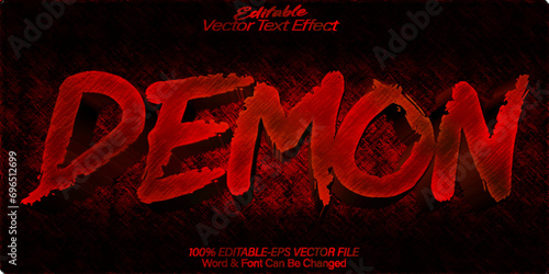 Demon Vector Text Effect Editable Alphabet Evil Devil Horror Red