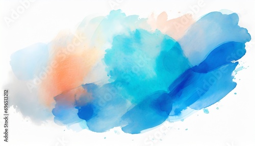 bright spot colored aquarelle blotch on isolated white watercolour splotch paint and ink smudges blur stain trendy label brush stroke background photo