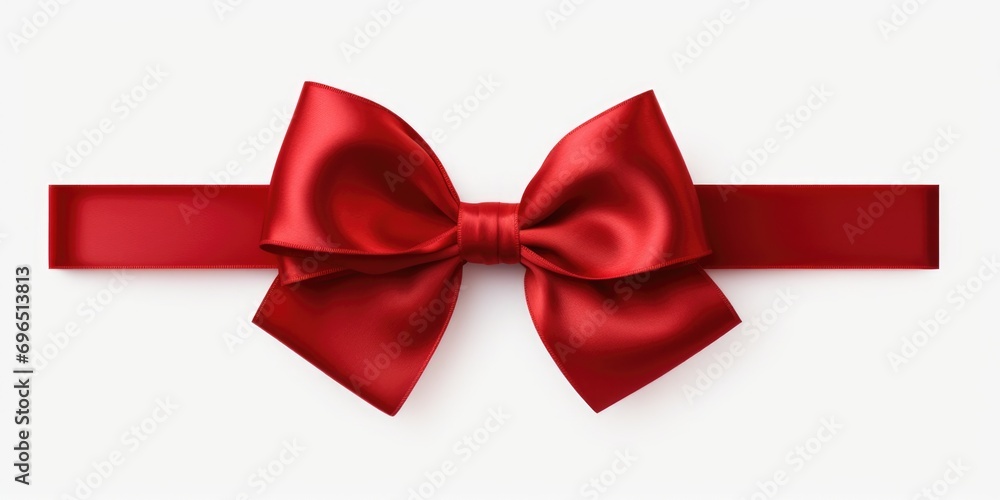 A red ribbon with a bow on a clean and simple white background. Perfect for adding a touch of elegance and celebration to any project A red ribbon with a bow on a clean and simple white background. Perfect for adding a touch of elegance and celebration to any project