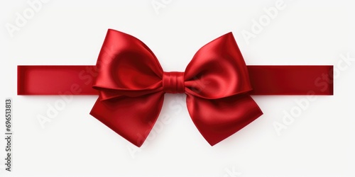A red ribbon with a bow on a clean and simple white background. Perfect for adding a touch of elegance and celebration to any project